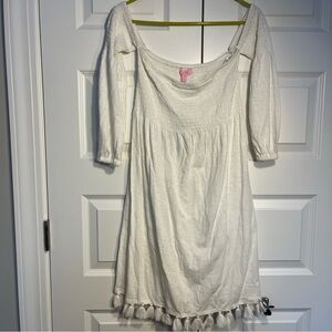 NEW Lilly Pulitzer Womens White Trina Beach Off the Shoulder Shift Dress Small